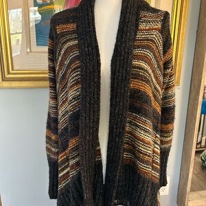 Striped Multicolor Open-Front Sweater